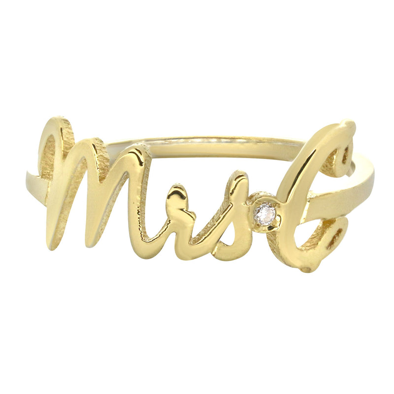 14K Gold Cursive Initial Name Ring | Style #102