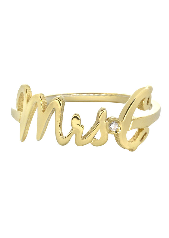 14K Gold Cursive Initial Name Ring | Style #102