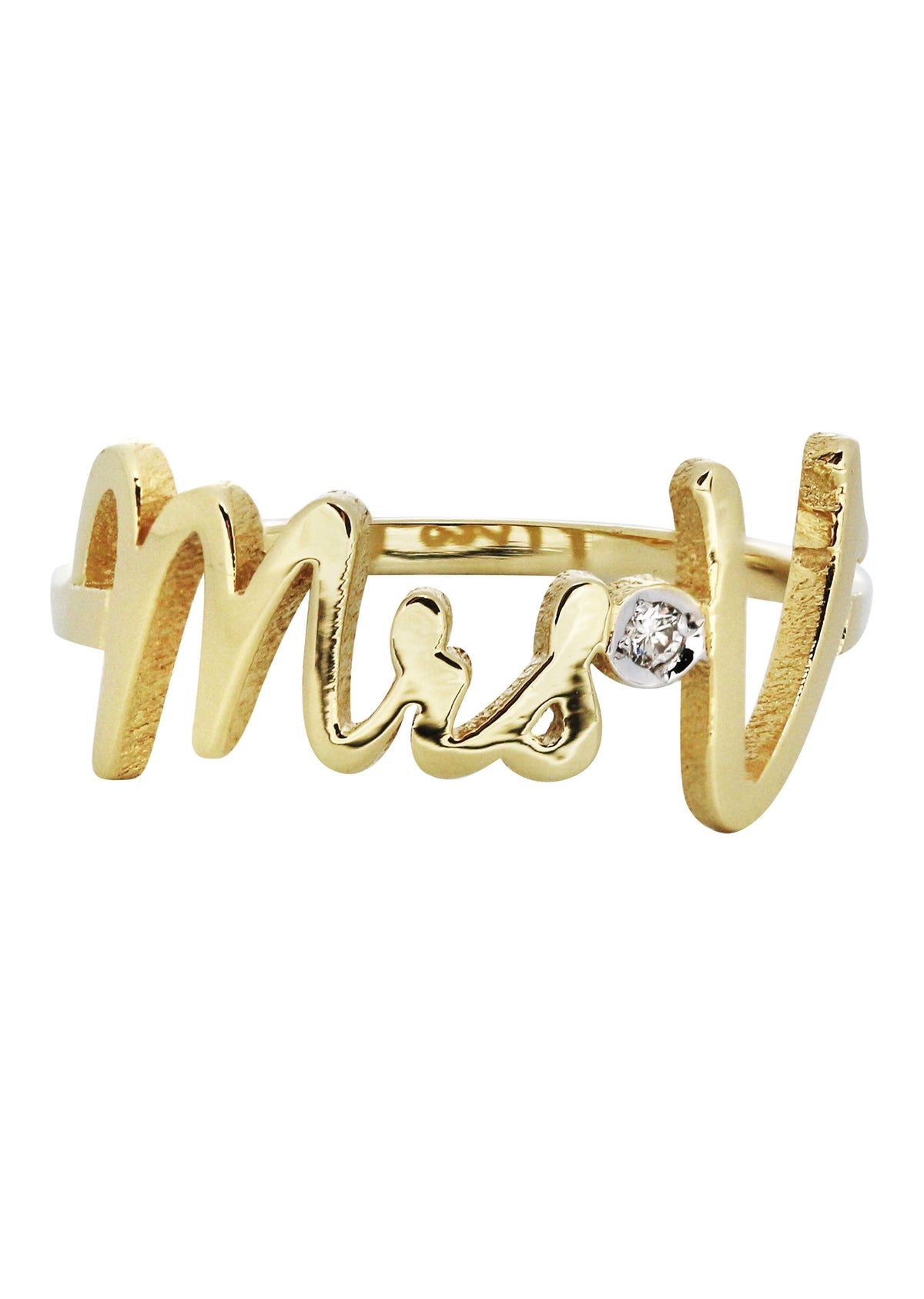 14K Gold Cursive Initial Name Ring | Style #73