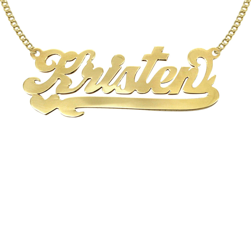 14K Gold  Heart Name Plate Necklace | Style #99