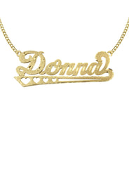 14K Gold  Diamond Cut Heart Name Plate Necklace | Style #33