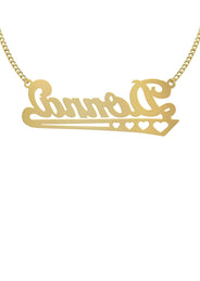 14K Gold  Diamond Cut Heart Name Plate Necklace | Style #33