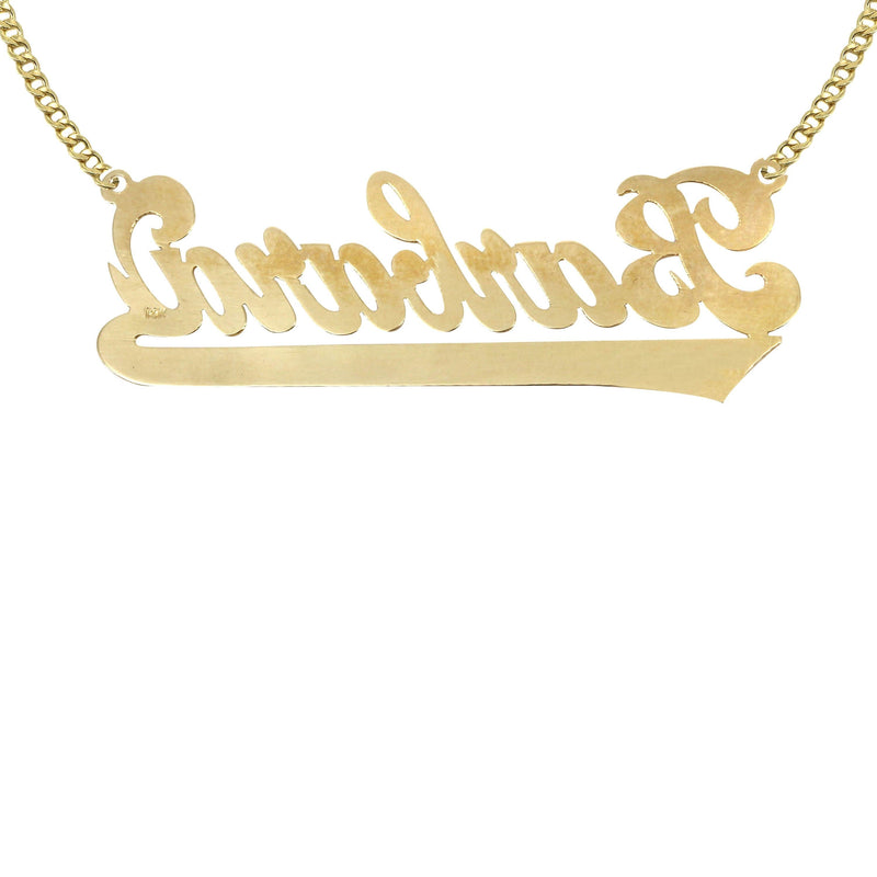 14K Gold  Script Name Plate Necklace | Style #71