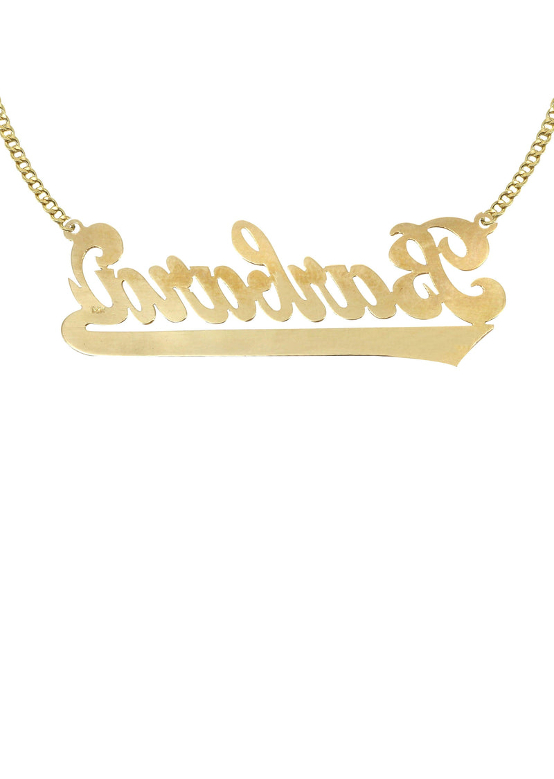 14K Gold  Script Name Plate Necklace | Style #71