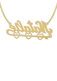 14K Gold  Diamond Cut Heart Name Plate Necklace | Style #58
