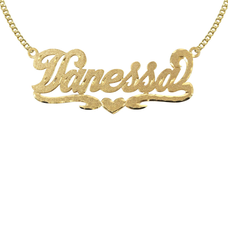 14K Gold  Diamond Cut Name Plate Necklace | Style #8