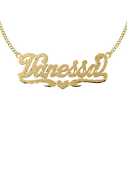 14K Gold  Diamond Cut Name Plate Necklace | Style #8