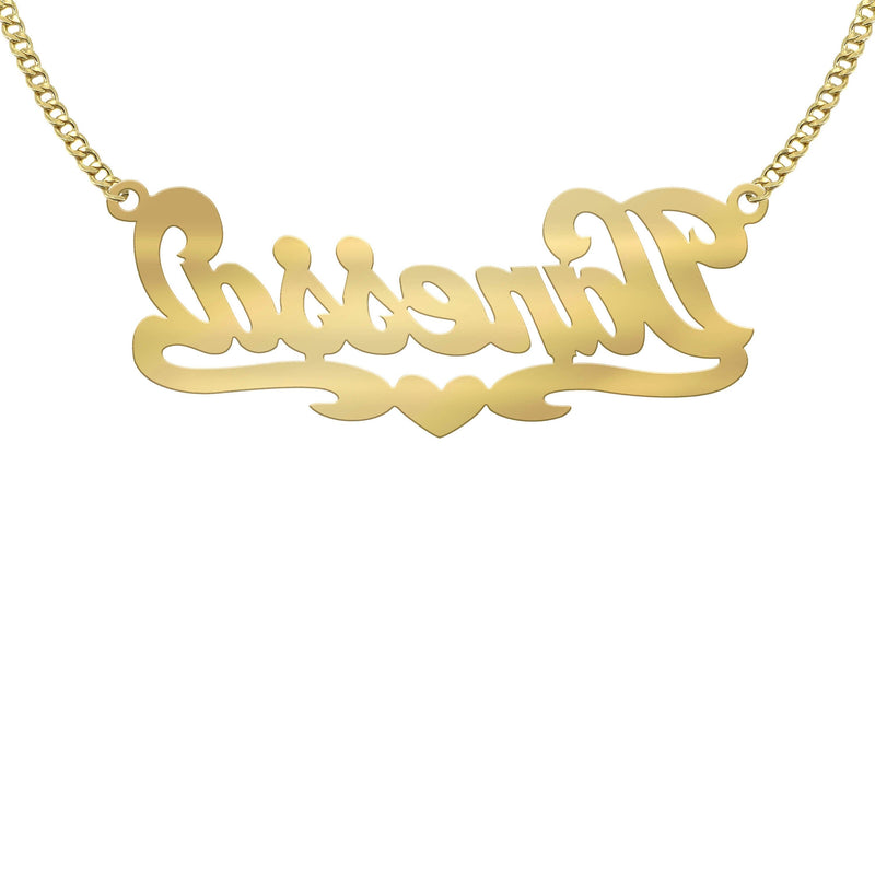 14K Gold  Diamond Cut Name Plate Necklace | Style #8