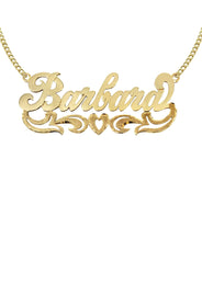 14K Gold  Diamond Cut Heart Name Plate Necklace | Style #59