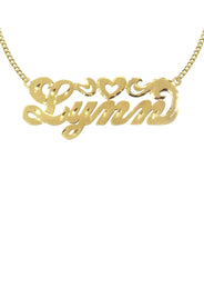 14K Gold  Diamond Cut Heart Name Plate Necklace | Style #83