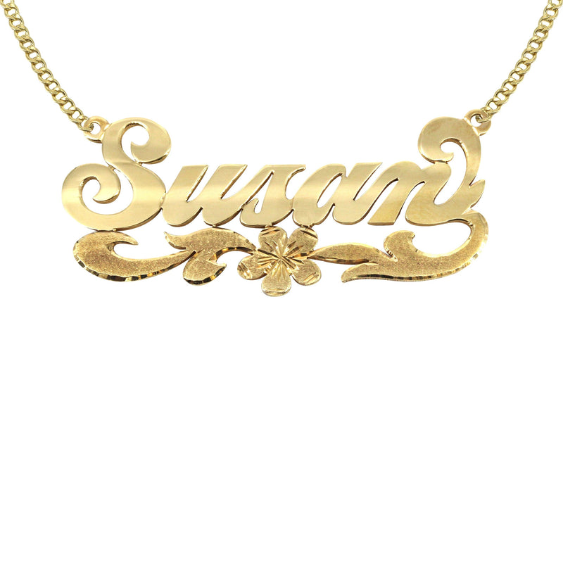 14K Gold  Diamond Cut Name Plate Necklace | Style #48