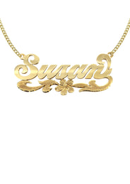 14K Gold  Diamond Cut Name Plate Necklace | Style #48