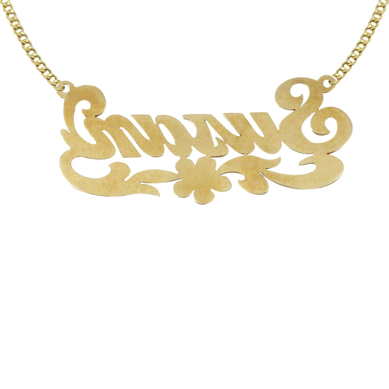 14K Gold  Diamond Cut Name Plate Necklace | Style #48
