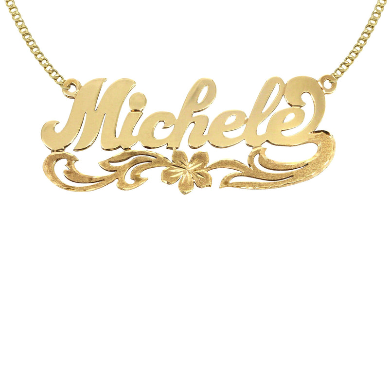 14K Gold  Diamond Cut Name Plate Necklace | Style #72