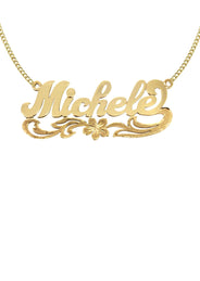 14K Gold  Diamond Cut Name Plate Necklace | Style #72