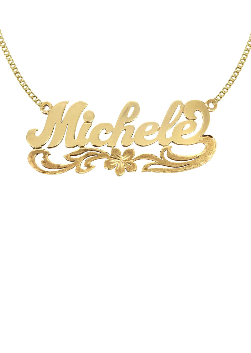 14K Gold  Diamond Cut Name Plate Necklace | Style #72