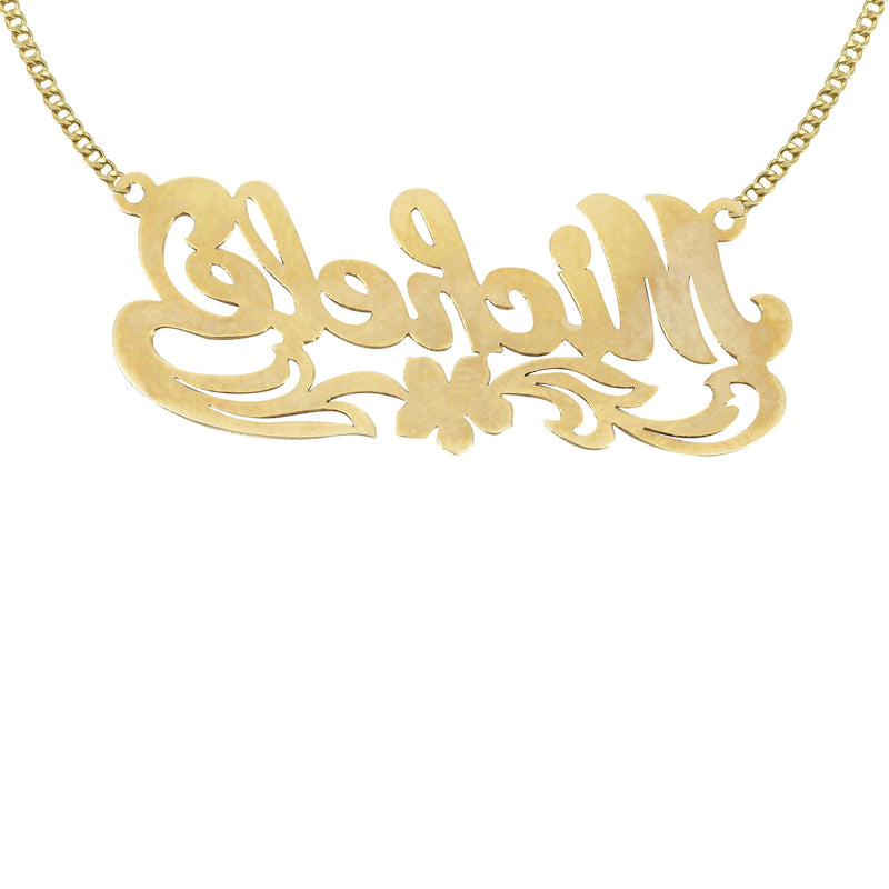 14K Gold  Diamond Cut Name Plate Necklace | Style #72