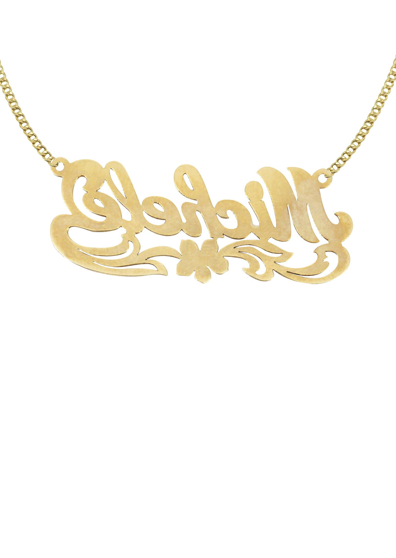 14K Gold  Diamond Cut Name Plate Necklace | Style #72