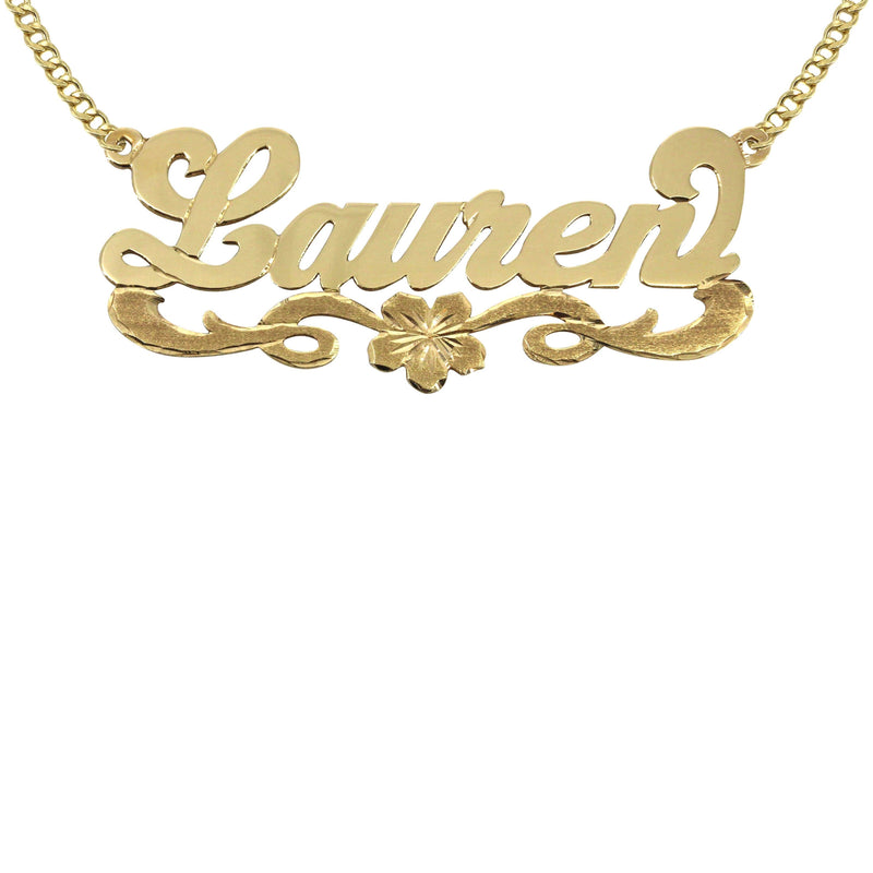 14K Gold  Diamond Cut Name Plate Necklace | Style #43