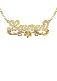 14K Gold  Diamond Cut Name Plate Necklace | Style #43