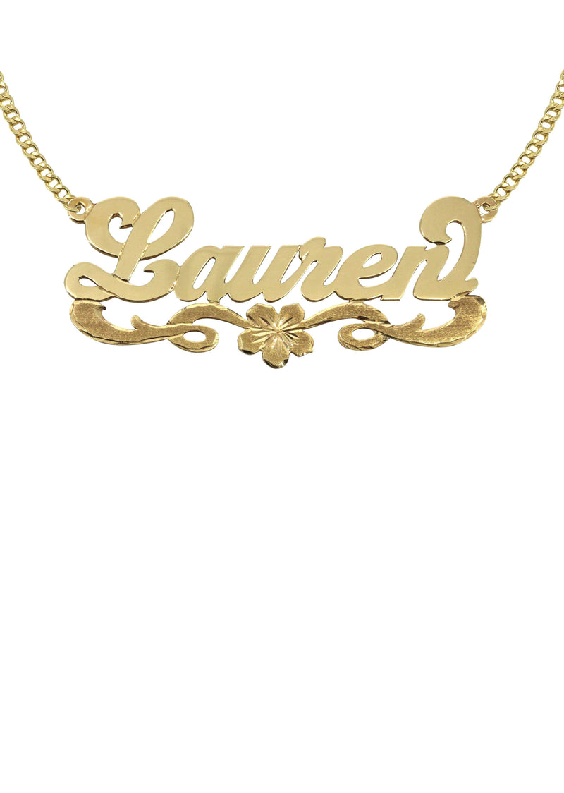 14K Gold  Diamond Cut Name Plate Necklace | Style #43