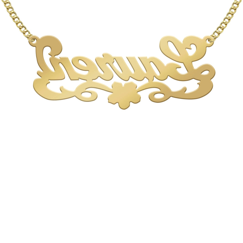 14K Gold  Diamond Cut Name Plate Necklace | Style #43