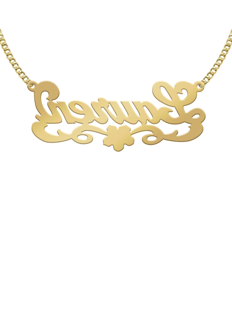 14K Gold  Diamond Cut Name Plate Necklace | Style #43