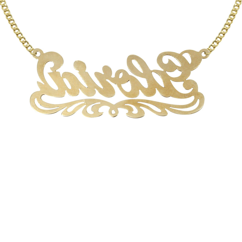 14K Gold  Diamond Cut Name Plate Necklace | Style #42