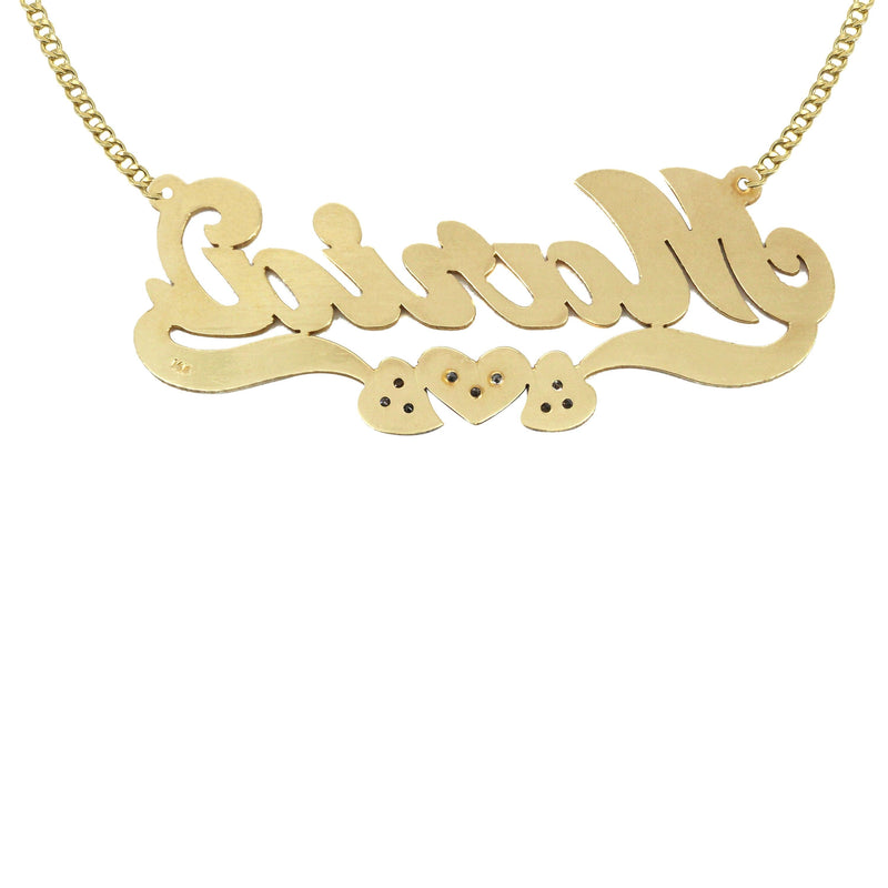 14K Gold  Diamond Heart Name Plate Necklace | Style #51