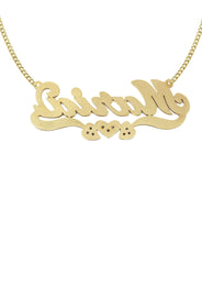 14K Gold  Diamond Heart Name Plate Necklace | Style #51