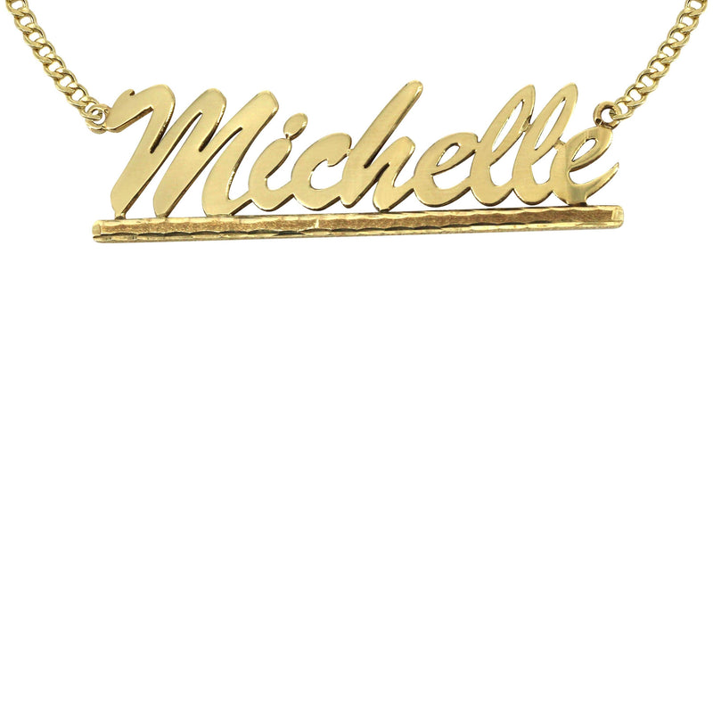 14K Gold  Diamond Cut Name Plate Necklace | Style #41