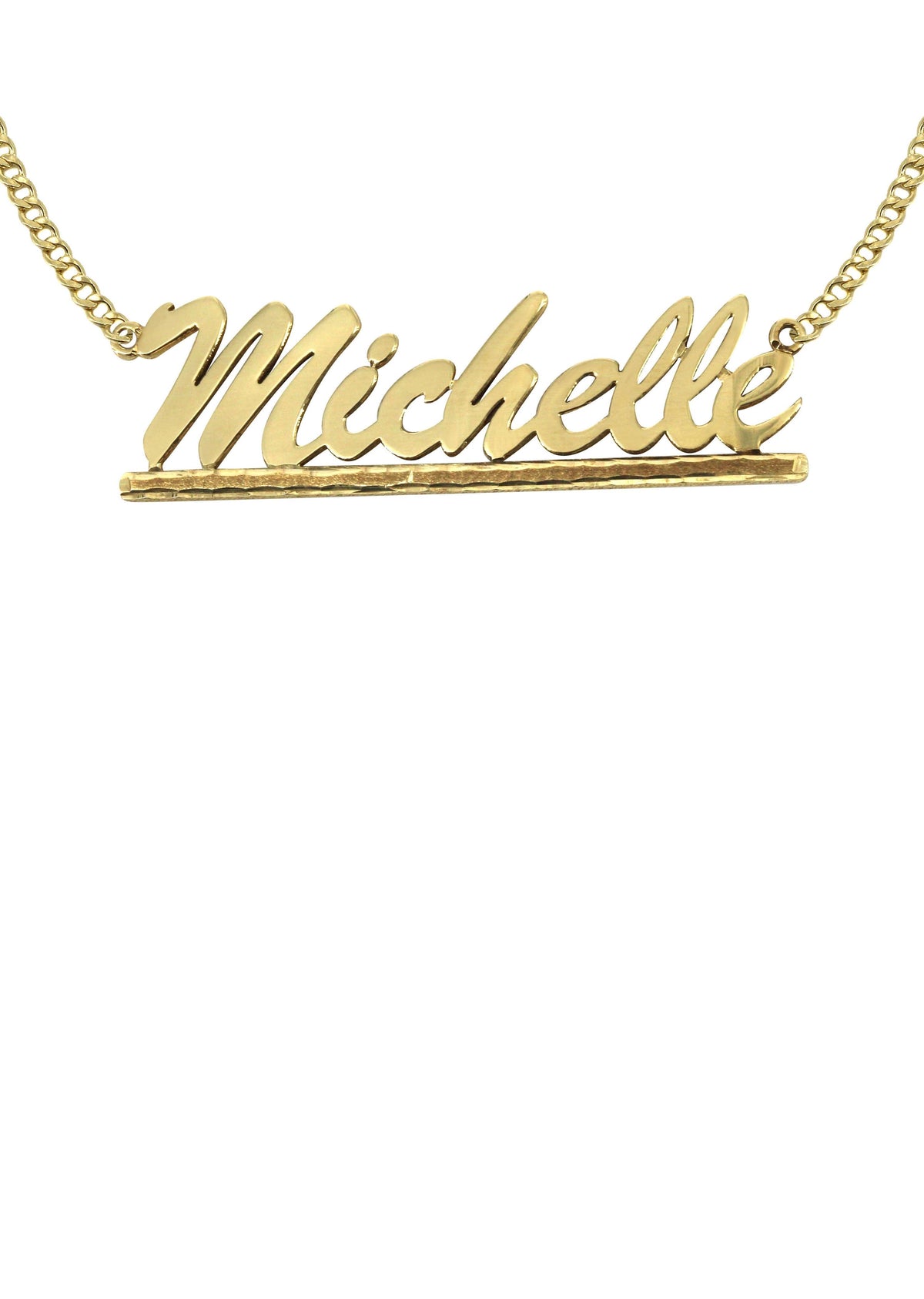 14K Gold  Diamond Cut Name Plate Necklace | Style #41