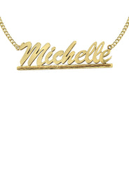 14K Gold  Diamond Cut Name Plate Necklace | Style #41