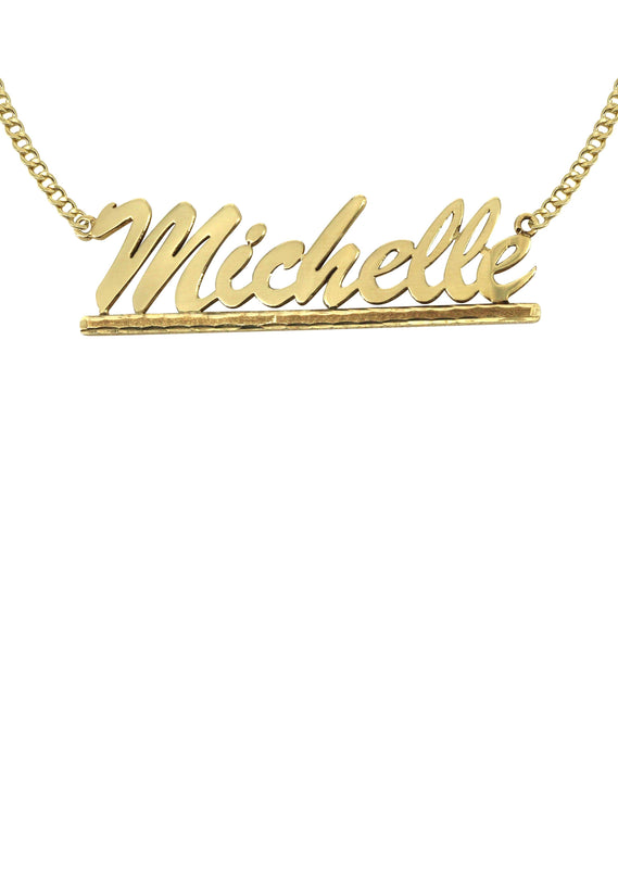 14K Gold  Diamond Cut Name Plate Necklace | Style #41