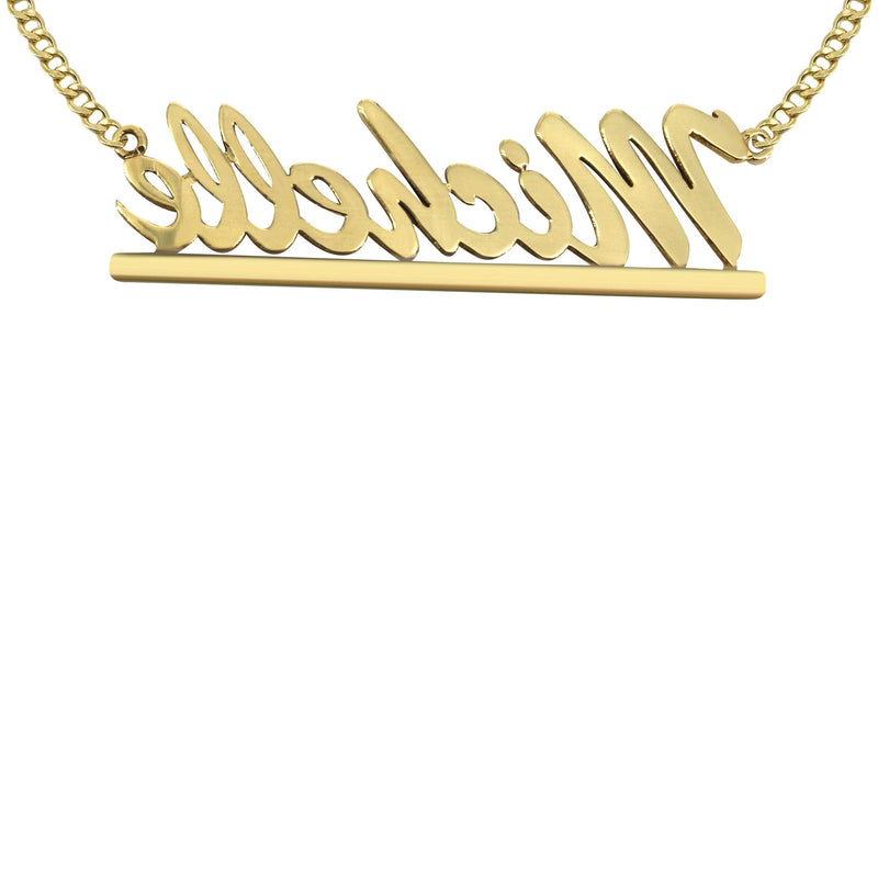 14K Gold  Diamond Cut Name Plate Necklace | Style #41