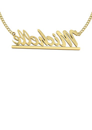 14K Gold  Diamond Cut Name Plate Necklace | Style #41