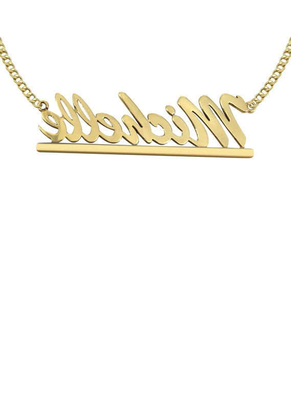 14K Gold  Diamond Cut Name Plate Necklace | Style #41