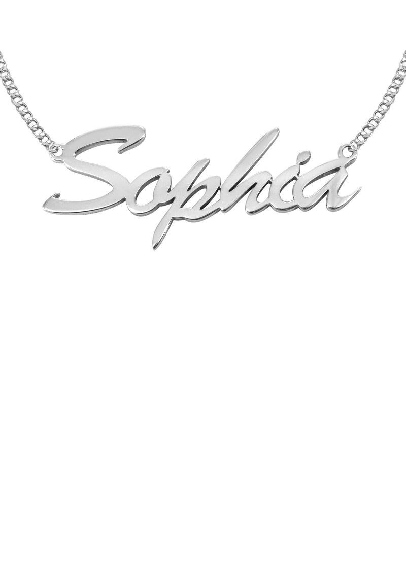 14K White Gold Name Plate Necklace | Style #96