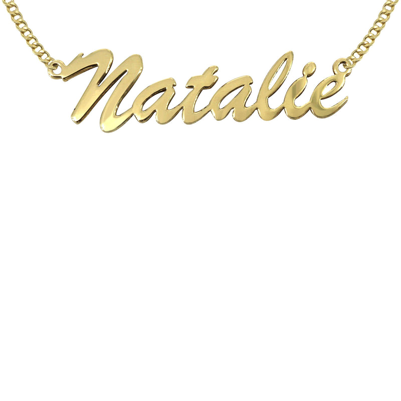 14K Gold  Plain Name Plate Necklace | Style #14