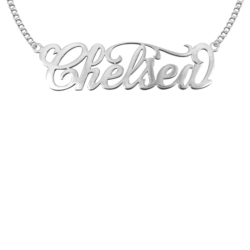 14K White Gold Name Plate Necklace | Style #98