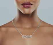 14K White Gold Name Plate Necklace | Style #98