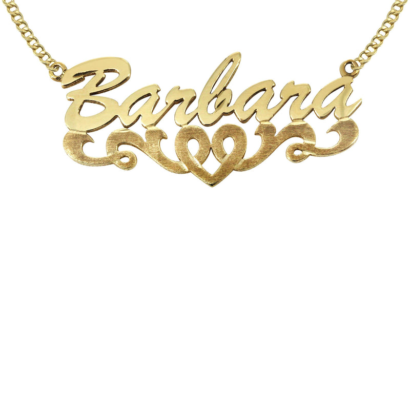 14K Gold Diamond Cut Name Plate Necklace | Style #35
