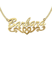 14K Gold Diamond Cut Name Plate Necklace | Style #35