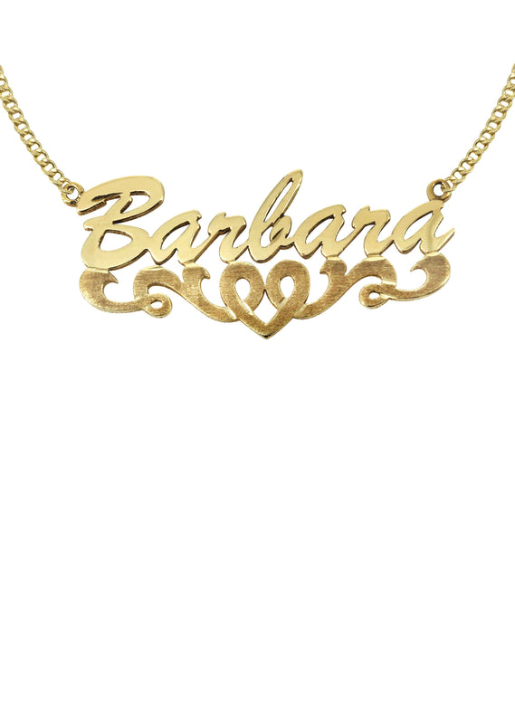 14K Gold Diamond Cut Name Plate Necklace | Style #35