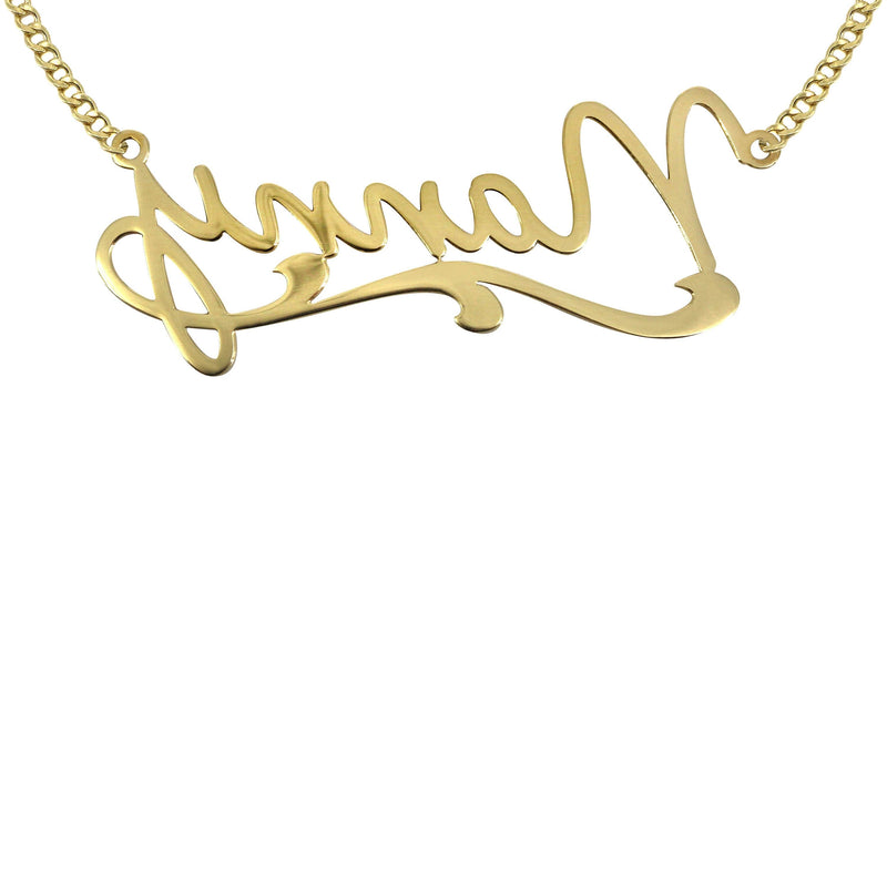 14K Gold  Plain Name Plate Necklace | Style #95