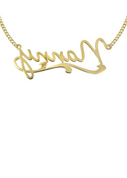 14K Gold  Plain Name Plate Necklace | Style #95
