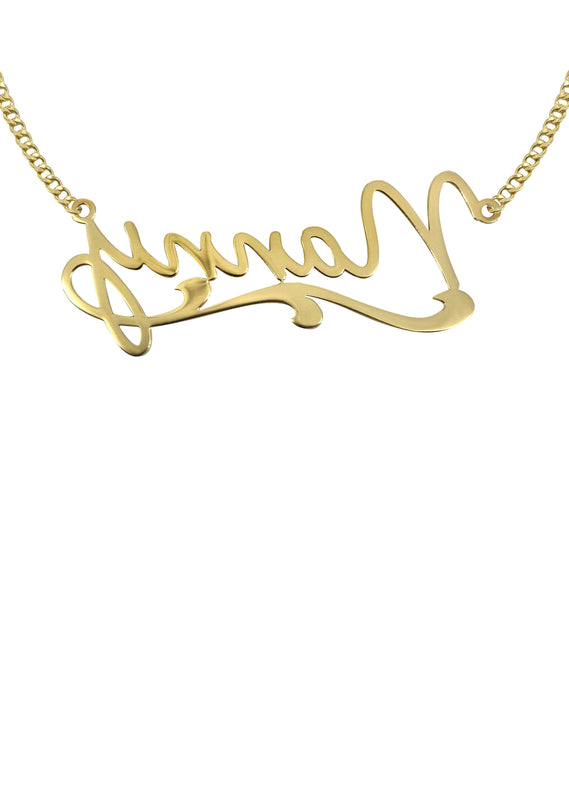 14K Gold  Plain Name Plate Necklace | Style #95