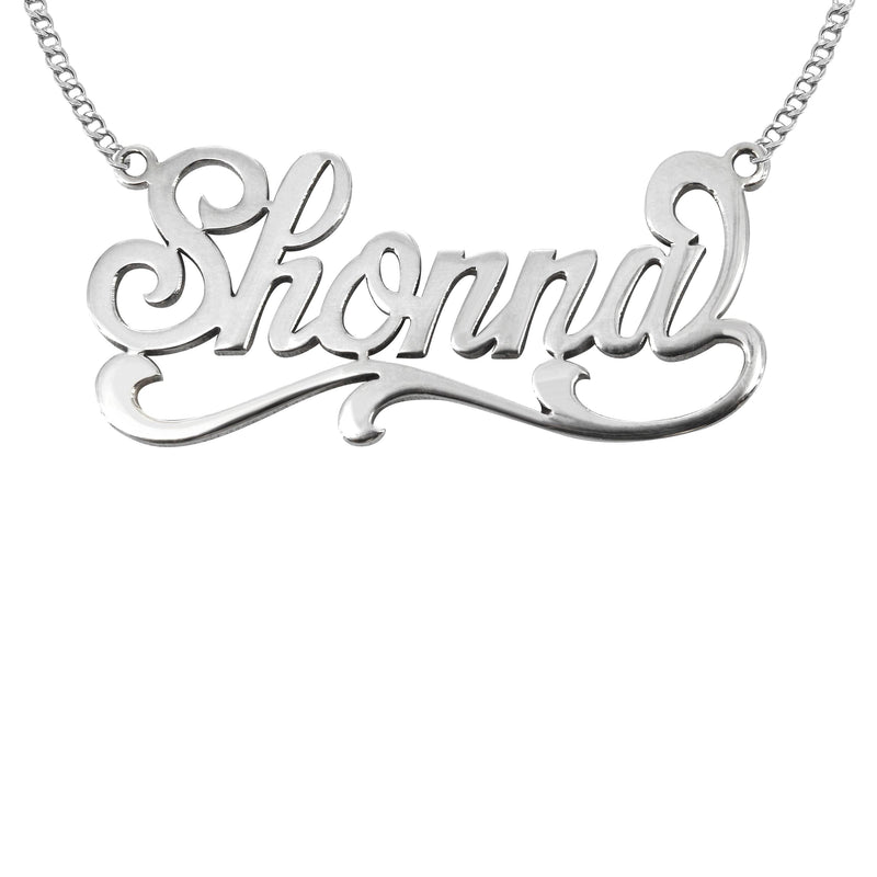 14K White Gold Name Plate Necklace | Style #123