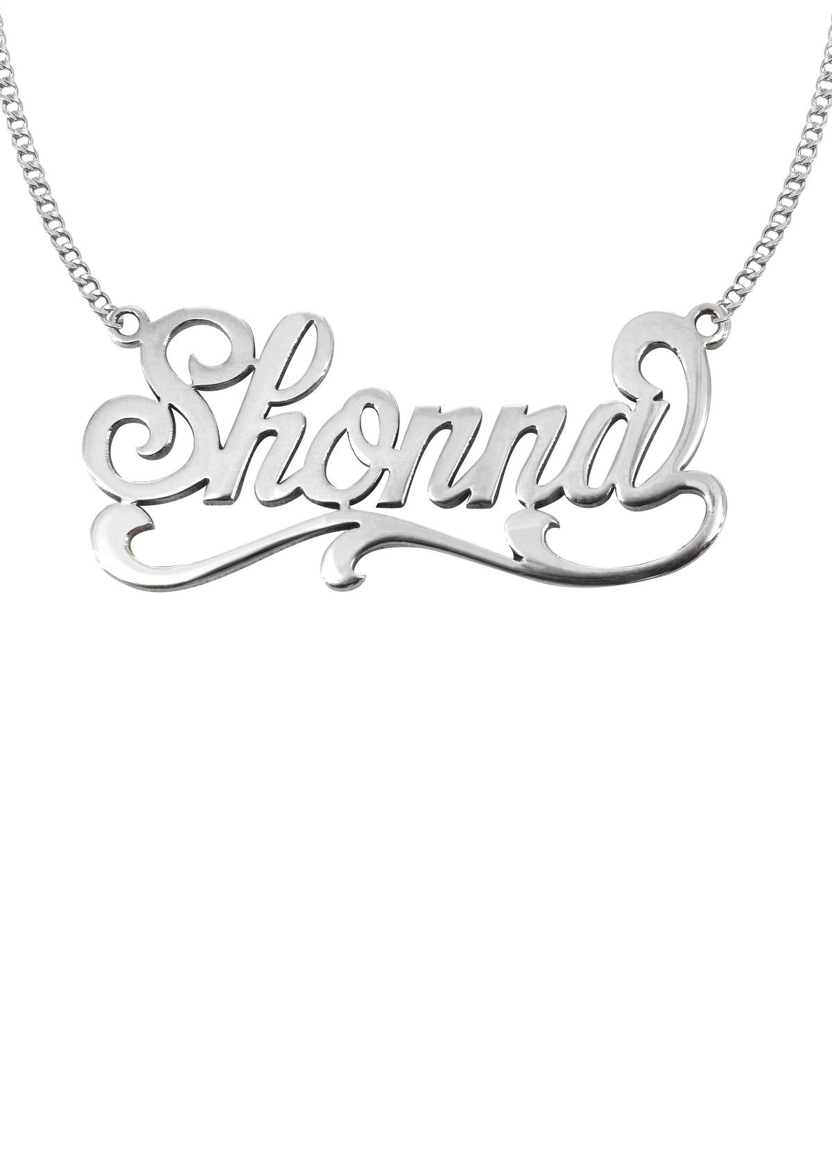 14K White Gold Name Plate Necklace | Style #123
