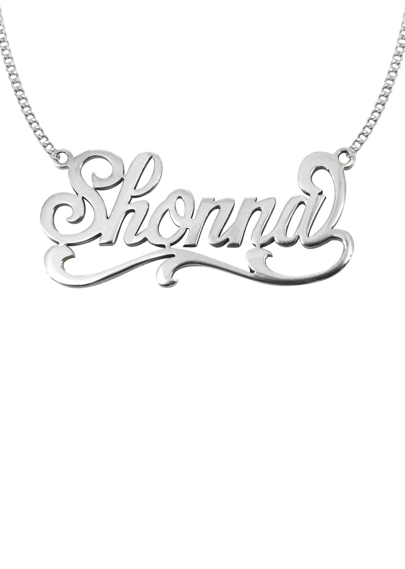 14K White Gold Name Plate Necklace | Style #123